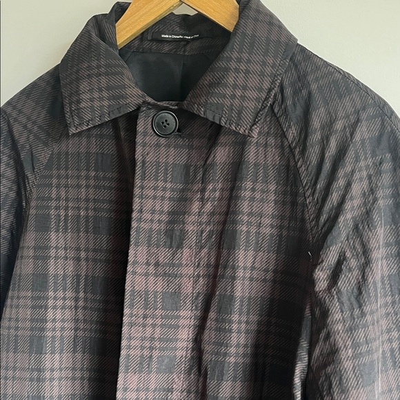 H&M Dark Brown Checkered Trench Coat - Picture 3 of 10